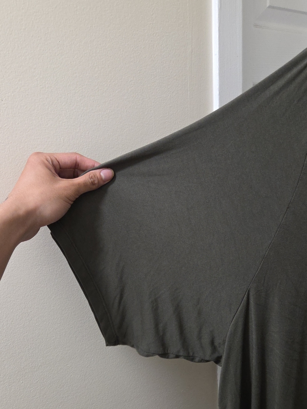 Torrid Plus Size Olive Green Super Soft V-Neck Dress | Stretch Relaxed Drape - Picture 5 of 7